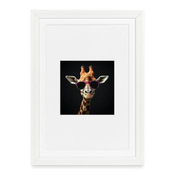 Girafe avec un look qui déchire - Affiche encadrée (27 × 37 cm) - blanc - Devant