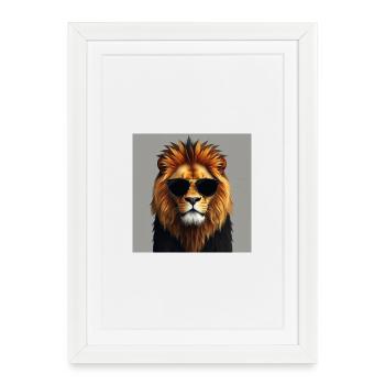 Lion stylé - Affiche encadrée (27 × 37 cm) - blanc - Devant
