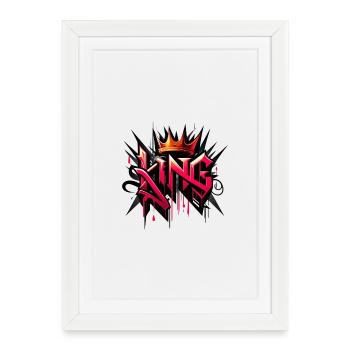 Couronne du Roi Graffiti - Affiche encadrée (27 × 37 cm) - blanc - Devant