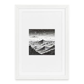 Stille Berglandschaft Sternenkreis - Gerahmtes Poster (27 × 37 cm) - Weiß - Vorne