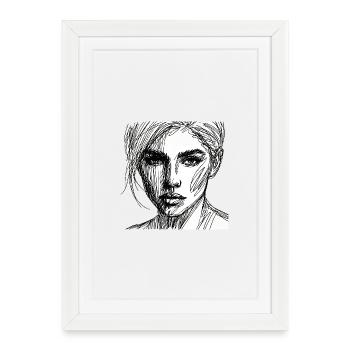 Expressive line portrait - Framed poster (27 × 37 cm) - white - Front
