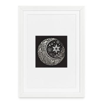 Mystische Mondblumen Verzierung - Gerahmtes Poster (27 × 37 cm) - Weiß - Vorne