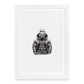 Muscular dog in hoodie with chain - Framed poster (27 × 37 cm) - white - Front
