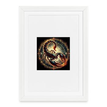 SCORPION \ Tierkreiszeichen - Gerahmtes Poster (27 × 37 cm) - Weiß - Vorne