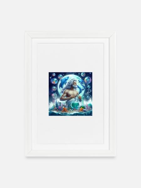 VERSEAU \ Signes du zodiaque - Affiche encadrée (27 × 37 cm) - blanc