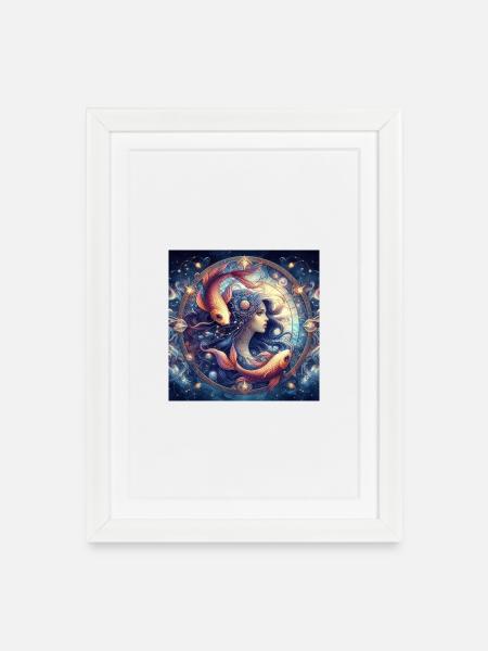 POISSONS \ Signes du zodiaque - Affiche encadrée (27 × 37 cm) - blanc