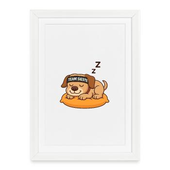 Team Sieste – Le Chien Chill Suprême - Affiche encadrée (27 × 37 cm) - blanc - Devant
