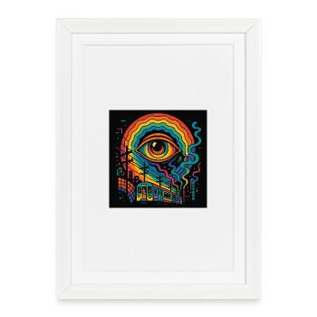 L’œil – Éveillé dans un monde endormi - Affiche encadrée (27 × 37 cm) - blanc - Devant