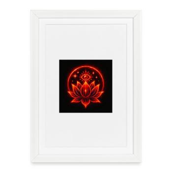 Floraison Cosmique – Oeil de Mandala de Lotus Spirituel - Affiche encadrée (27 × 37 cm) - blanc - Devant