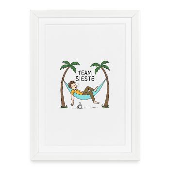 Team Sieste - Hamac & Farniente - Affiche encadrée (27 × 37 cm) - blanc - Devant
