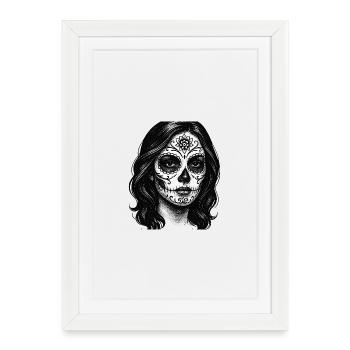 Portrait of a Woman with Sugar Kalavera - Framed poster (27 × 37 cm) - white - Front