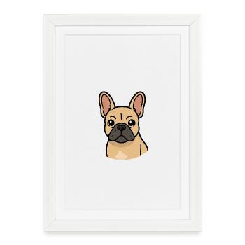 Bouledogue français - Affiche encadrée (27 × 37 cm) - blanc - Devant