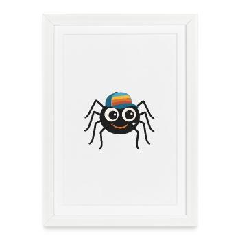 Araignée cool avec casquette rétro – mignonne et effrontée - Affiche encadrée (27 × 37 cm) - blanc - Devant