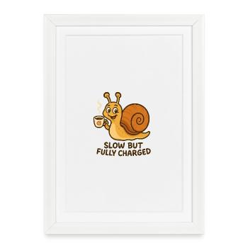 Funny Snail with Coffee - Framed poster (27 × 37 cm) - white - Front