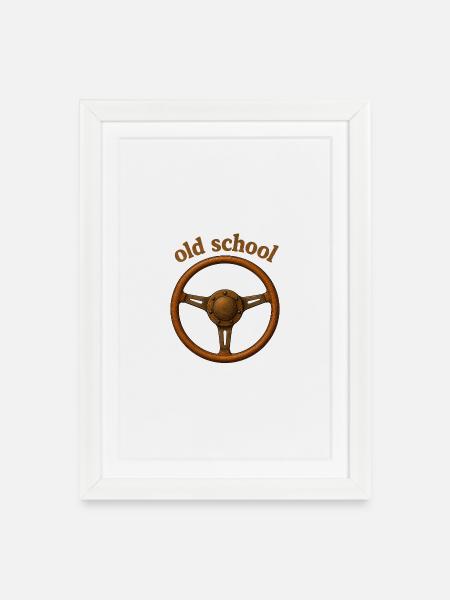 volant old school - Affiche encadrée (27 × 37 cm) - blanc