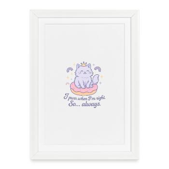 Purrende Katzenqueen - Je ronronne quand j’ai raison - Affiche encadrée (27 × 37 cm) - blanc - Devant