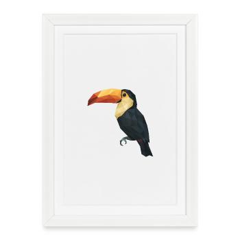 Low Poly Toucan – Geometric Tropical Bird - Framed poster (27 × 37 cm) - white - Front