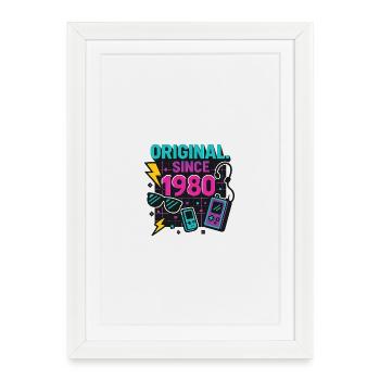 Langue source. Depuis 1980 – Neon Edition Année de naissance - Affiche encadrée (27 × 37 cm) - blanc - Devant