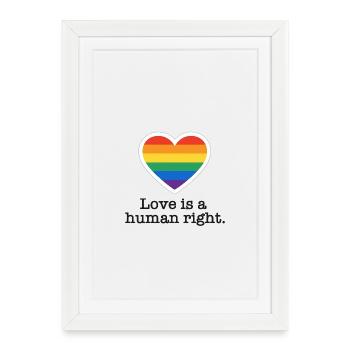 L’amour est un droit humain – Pride Heart - Affiche encadrée (27 × 37 cm) - blanc - Devant