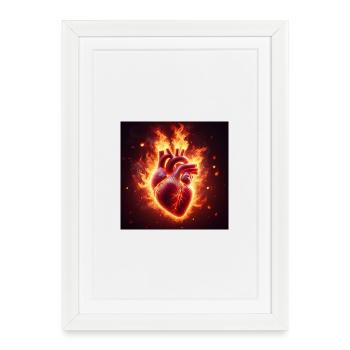 Burning Heart Design - Framed poster (27 × 37 cm) - white - Front