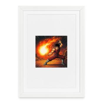 Fireball fighter in the volcano - Framed poster (27 × 37 cm) - white - Front
