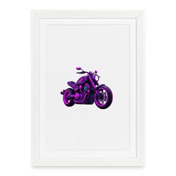 Motorbike in colorful tattoo style - Framed poster (27 × 37 cm) - white - Front