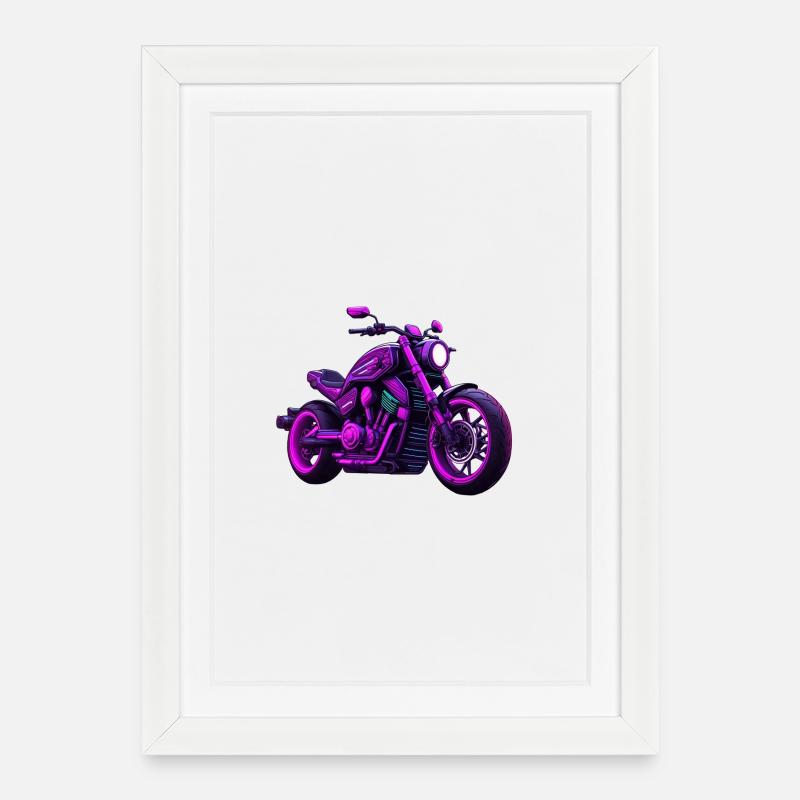 Moto dans le style de tatouage coloré - Affiche encadrée (27 × 37 cm) - blanc