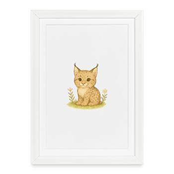 Nordic forest - Lynx - Framed poster (27 × 37 cm) - white - Front
