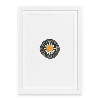 Mandala minimaliste tournesol | Nature & Pô - Affiche encadrée (27 × 37 cm) - blanc - Devant