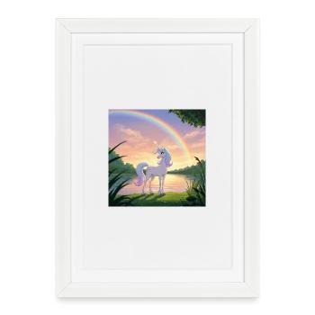 Unicorn under the rainbow - Framed poster (27 × 37 cm) - white - Front