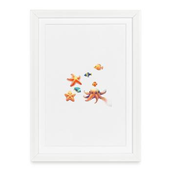 Monde sous-marin coloré avec des animaux - Affiche encadrée (27 × 37 cm) - blanc - Devant