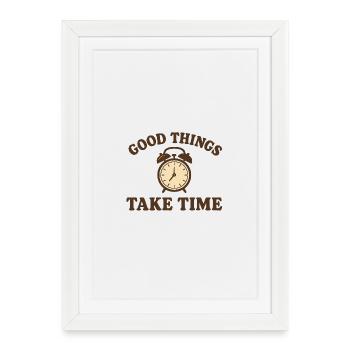 Patience Retro Saying – Good Things Take Time Clock - Framed poster (27 × 37 cm) - white - Front