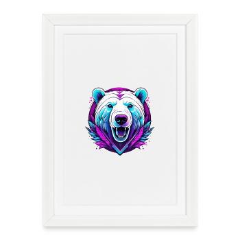 White Bear with Neon Accents - Framed poster (27 × 37 cm) - white - Front