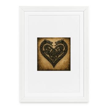Cœur de dragon - Affiche encadrée (27 × 37 cm) - blanc - Devant