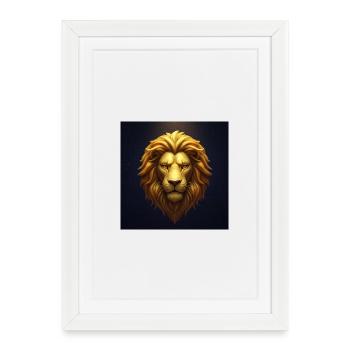 Golden Lion in the Starry Sky - Framed poster (27 × 37 cm) - white - Front