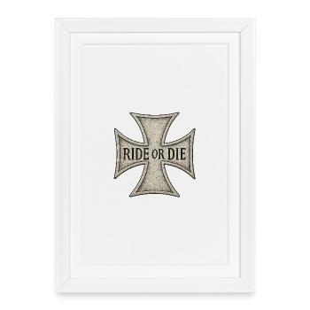 Maltese Cross Engraved RIDE OR DIE - Framed poster (27 × 37 cm) - white - Front