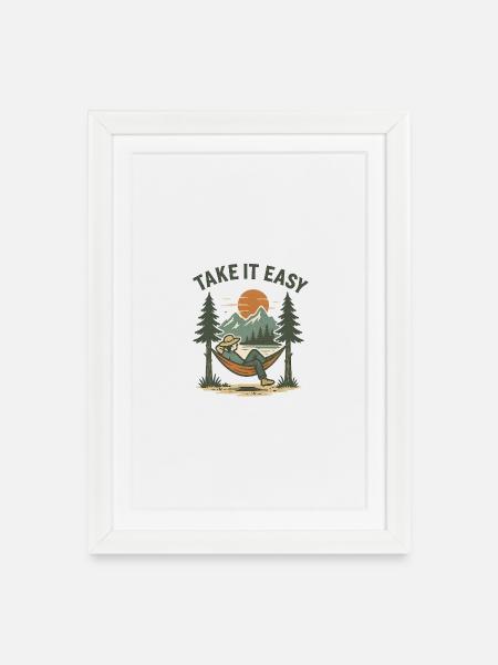 Take It Easy - Gerahmtes Poster (27 × 37 cm) - Weiß