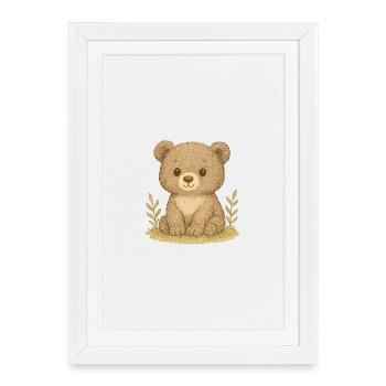 Forêt nordique - Ours brun - Affiche encadrée (27 × 37 cm) - blanc - Devant