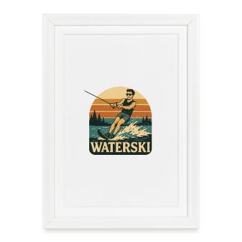 Water Ski Adventure Illustration - Framed poster (27 × 37 cm) - white - Front