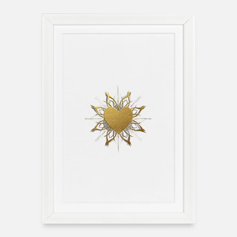 Ornement de coeur doré - Affiche encadrée (27 × 37 cm) - blanc