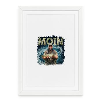 Moin Anglerglück - Affiche encadrée (27 × 37 cm) - blanc - Devant