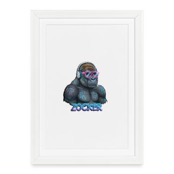 Gambler Gorilla - Framed poster (27 × 37 cm) - white - Front