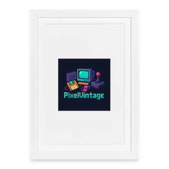 Ordinateur rétro et console Pixel - Affiche encadrée (27 × 37 cm) - blanc - Devant