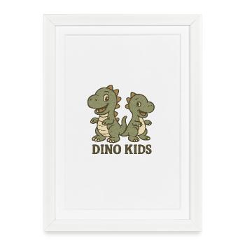 Conception mignonne pour enfants Dino - Affiche encadrée (27 × 37 cm) - blanc - Devant