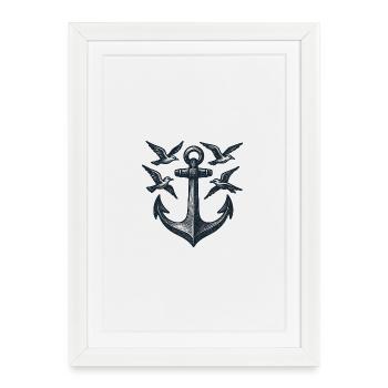 Anchor Seagull - Framed poster (27 × 37 cm) - white - Front