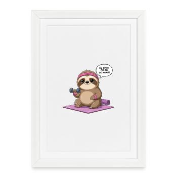 Adorable Workout Sloth Design - Framed poster (27 × 37 cm) - white - Front
