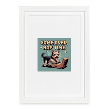 Dog and Console: Virtual Gameplay - Framed poster (27 × 37 cm) - white - Front