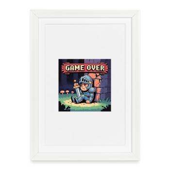 Un personnage de pixel brûlé par l’art - Affiche encadrée (27 × 37 cm) - blanc - Devant