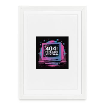 Retro Tech 404 Feelings Not Found Design - Framed poster (27 × 37 cm) - white - Front
