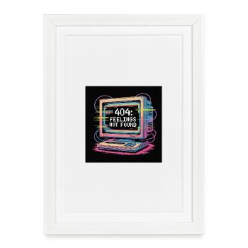 Ordinateur rétro 404 sans sensation - Affiche encadrée (27 × 37 cm) - blanc - Devant
